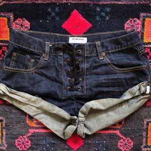 One Teaspoon Lace Up Bandits Denim Cutoff Shorts